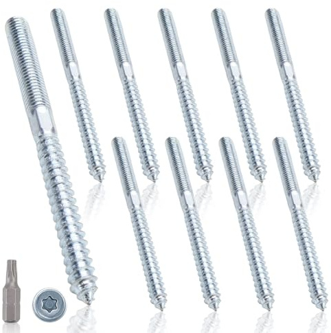 Stockschrauben M10 x 100mm mit Torx Doppelgewindeschrauben M8 Doppelseitige Dübelschrauben aus Stahl Verzinkt Zubehör für Rohrschellenbefestigung Möbelmontage