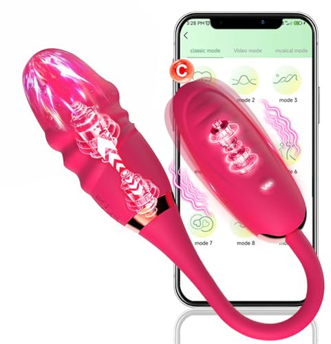 LZMYZ Analvibratoren Dildo G-Punkt-Vibrator mit APP Steuerung 10 Vibrations und Dehnungsmodi Doppelköpfiges, einziehbares Frauen Leise Vibro ei Sex Spielzeug für die Frau Vibration für Frauen(Lila)