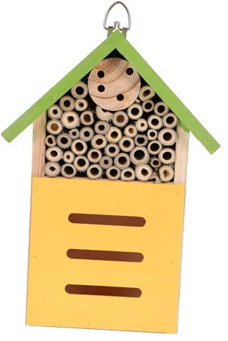 UPKOCH Holzhaus für Insekten im Hüttenstil Schmetterlingshaus aus Holz Bienenhotel als Freilufthabitat für Garten
