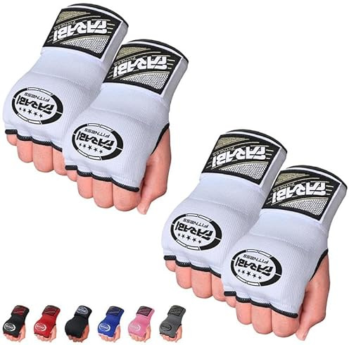 Farabi Sports inre handskar för barn, boxningslindor för män och kvinnor | Träningsbandage för MMA och Muay Thai (Vit (2-pack))