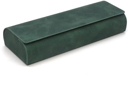 Custodia per Occhiali Rigida, Portatile Porta Occhiali da Vista, Scatola per Occhiali in Pelle PU Premium, Verde