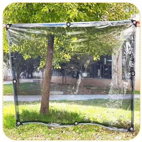 Telone Trasparente per Esterni,Teloni Resistente Da 420g/㎡,Spessore 0,35mm,Telo Nero Impermeabile Chiaro Con Occhielli,Telone in Pvc,Per Piante Da Giardino,Gazebo Patio,LxH-6.4x2.6m/21.0x8.5ft
