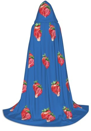 Zcmkjlg Capa con capucha grande para adolescentes con estampado de fresas, disfraces ideales para juegos de rol para escenarios, suministros de fiesta de carnaval