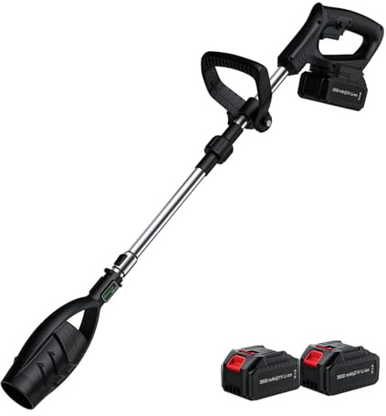 JiGiU Souffleur de Feuilles sans Fil 21V Rétractable | Léger et Ergonomique, 2 Batteries, Souffleur d'Air pour Jardin, Balcon, Cour, Garage et Nettoyage Auto