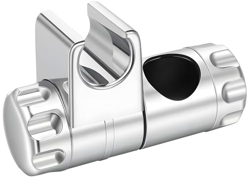 Handbrause Halterung Verstellbar 360°drehbar Brausehalter ohne Bohren 25 mm Duschbrausehalterung für Slide Bar Duschstange Wandstange (ABS Chrome)
