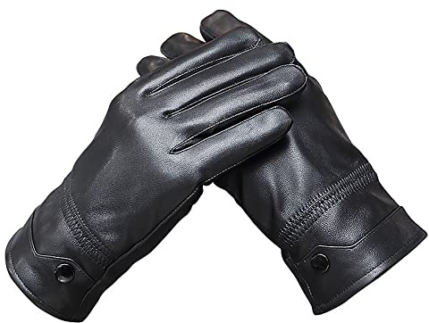 SEAFRONT Herrhandskar, Mjukt Fårskinn och Fluffigt Foder, Vindtåliga Vinterhandskar för Bilkörning och Utomhusaktiviteter (SEAFRONT6g0mq5pk3s-211012GS03-3)