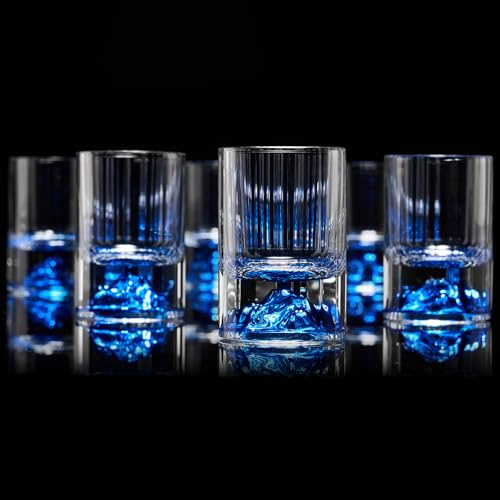 DUJUST 【Neues Design 2026】 Blue Mountain Schnapsgläser (45 ml), Kristall-Shotglas-Set mit Blue-Mountain-Dekor, BPA-frei & bleifrei, geeignet für Dekoration & Sammlung, Geschenkidee – 6 Stück