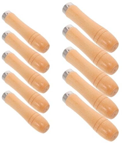 NIYANGLE 10 Piezas Mango de Escofina de Madera Grande y Pequeño, Mango Resistente Anillo Metálico para Lima de Metal, Agarre Ergonómico para Herramientas Manuales y Agarre de Lima Portátil