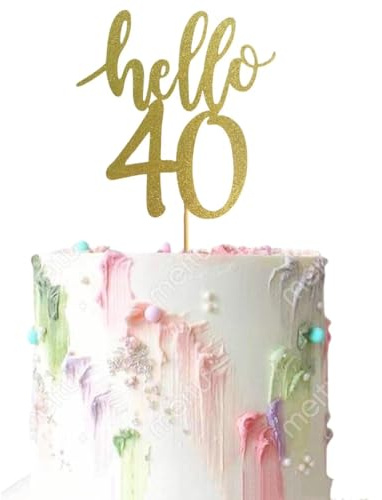Royolgents 1pcs Gold Holle 40th Fabulous Cake Toppers 40 and Fabulous Cake Toppers for Happy 40th Birthday Cheers to 40 Party Decorations 40 Anniversar