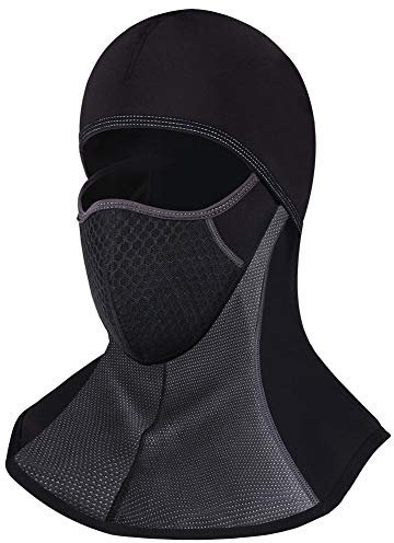 ROTTO Passamontagna Moto Balaclava Nero Sci Snowboard Bici Mask Impermeabile Termico A Prova di Vento Dimensioni Universali (Nero-A(con Cerniera))