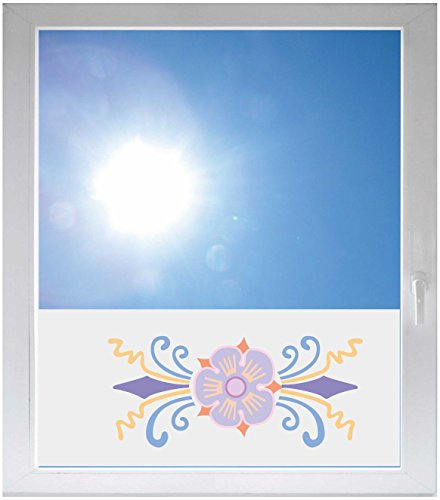 INDIGOS UG - Fensterfolie Blickdicht Ornament Blume - 1000x500mm - Sonnenschutzfolie Fenster - Sichtschutzfolie Fenster Bad, Küche, Fenster, Milchglasfolie