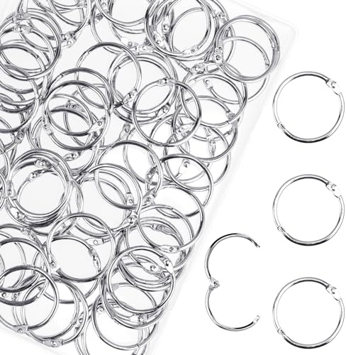 HAUTOCO 100Pcs 30mm Metal Binder Rings for Flash Cards, Office, School, Home