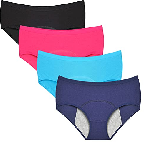Nightaste Mutandine Periodo Mestruale Cotone Ragazze Micro Mesh Donna Post-Partum Anti-Perdite Mestruazione Bikini Slips Culotte(Confezione da 4) (L(Taglia: 71-73.5cm), Stile4)