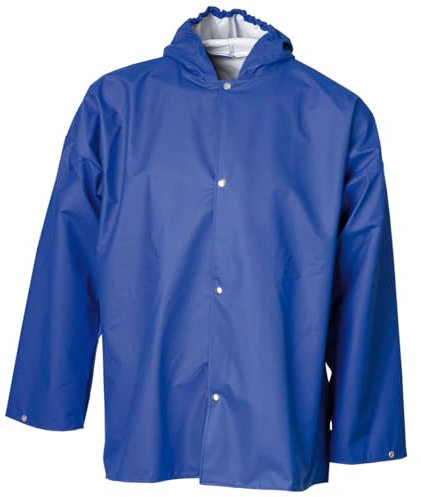 Elka PU Jacke mit Kapuze und Druckknöpfe Nässeschutz, Fb. blau, Größe XXL