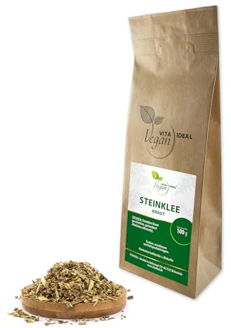 VITA IDEAL Vegan® STEINKLEE - Kraut 100g geschnitten & getrocknet - Melilotus officinalis - Stein - Kleekraut - STEINKLEEKRAUT Kräuter Tee & Aufguss, ohne Zusatzstoffe.
