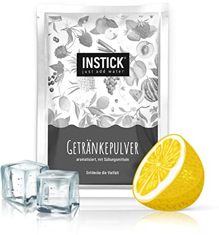INSTICK Ice Tea Zuckerfreies Instant-Getränk (Eistee Zitrone, Schwarzer Tee) – 1 Packung für 18 L – Veganes Getränkepulver Kalorienarm & Vitamin C – Instant-Pulver