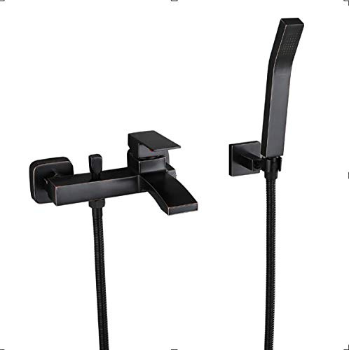 Badewannenarmatur Wand Mischbatterie Badewanne Messing Badewanne Dusche Heiß Und Kalt Wasserhahn Wandbadewanne Wasserhahn (schwarz)