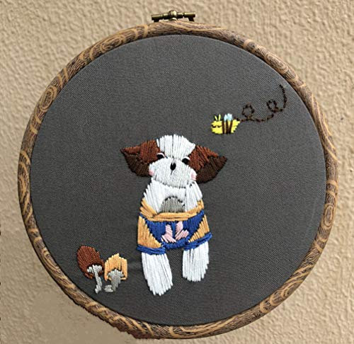 Abillyn Stickerei-Starter-Set, Hund, gestempelt mit gedrucktem Muster, Kreuzstich Sticksets (Hund)