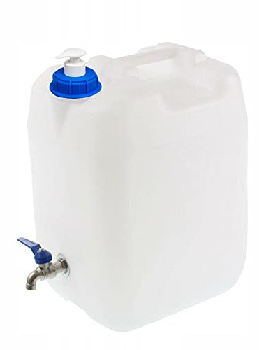 TRADIS Wasserbehälter 20 L + Seifenspender 150 ml verzinkt-Hahn Trinkwasserkanister BPA-frei Kanister Wasserkanister Tank Camping LKW usw.