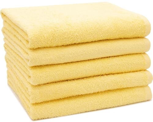 ZOLLNER Duschtücher 5er-Set 80% Baumwolle, 20% Polyester, 70x140 cm, gelb