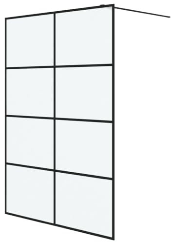 vidaXL Duschwand für Walk-In Dusche Duschabtrennung Duschtrennwand Duschkabine Duschtür Eckeinstieg Trennwand Schwarz 140x195cm Matt ESG-Glas