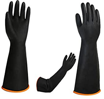 RIDINO Heavy Duty Latex Gloves, Resist Acid, Alkali and Oil,Reusable Industrial Chemical Rubber Garden Gloves,18inch 1 Pair