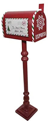 bigiemme Portalettere in Metallo Rosso 33 x 18 x 100 cm Cassetta Postale Natalizia Porta Lettere per Babbo Natale in Metallo Rosso per allestimenti vetrine o villaggi