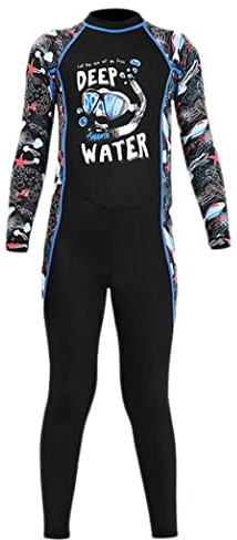 Boys and Girls Full Body Swimsuit One-Piece Long Sleeved Sun Protection Rash Guard Diving Suits Quick-Drying Swimwear UPF 50+(Black-a,XL)
