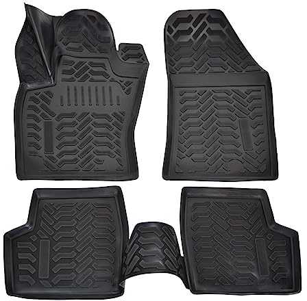 J&J AUTOMOTIVE Tappetini Auto in Gomma su Misura per Jeep Renegade 2015-2024 / Fiat 500X 2014-2024, Bordo Alto 4 cm, Antiscivolo, Inodore, Colore Nero