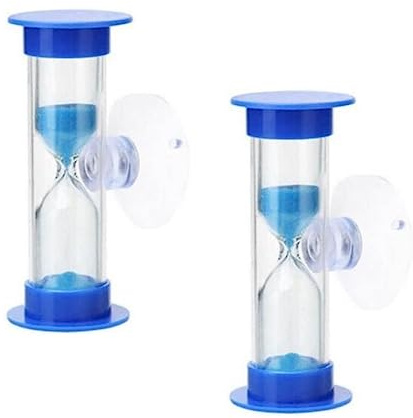 2pcs Blue Toothbrush Timer for 2mins Sand Clock Timer 2 Minute Sand Timer, Plastic Suction Cup Hourglass Sandglass Desktop Ornament Party Favors