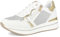 inblu Sneakers Donna in Ecopelle con Dettagli Metallizzati, Scarpe da Ginnastica con Lacci e Cerniera, dal 35 al 41, Bianco, 36 EU