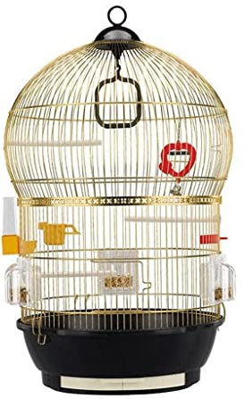 SYSZSYHD Runde Vogelkäfige, Schmiedeeisen-Vogelkäfig, Vogelkäfig mit hoher Kapazität, Gold-Vogelhaus, Transportkäfig für große Haustierprodukte, Flugkäfig (Gold)