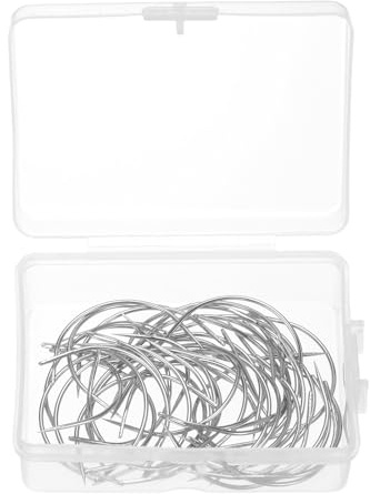 sourcing map 50 agujas curvadas de 2 pulgadas tipo C, agujas de coser para hacer pelucas, tapicería, ojo grande para alfombras, cuero, lona, reparación, bloqueo de tejido