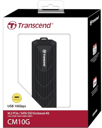 Transcend TS-CM10G Contenitore di unità di archiviazione Box Esterno SSD Nero M.2