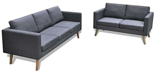 Homgoday Stoffsofa, Wohnzimmer-Set, 2- und 3-Sitzer, Stoff, dunkelgrau, moderne Sofas, 2-Sitzer, Sofa, Bett, moderne Sofas, Doppelsofa, 2-Sitzer + 3-Sitzer