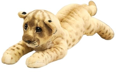 TOPLITHE Simulation Tiger Kuscheltier, Lebensechte Ausgestopfte Wildtiere Leopard Löwe Plüschkissen Geschenke for Kinder Erwachsene Weihnachtszimmerdekoration(Lion,39CM/15.3IN)