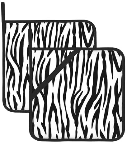 Pot Holder Set of 2,Black And White Zebra Animal Print Heat Resistant Kitchen Potholders Hot Pad for Cooking,Baking and Barbecue