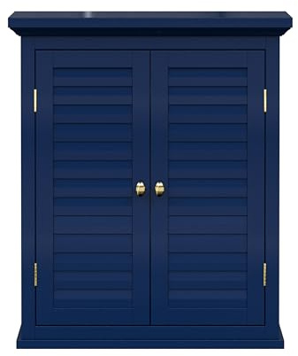 Elegant Home Fashions Armoire Murale 2 Portes Lamelles Bleu Marine