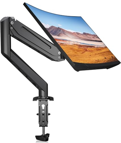suptek Monitorarm, Gasdruck-Halterung höhenverstellbar, Tischmonitorhalterung für 13-34 Zoll Flach & Curved Bildschirm, Monitorarm verstellbar, hält bis zu 2-12 kg, VESA 75/100 mm, Schwarz (MDXB)
