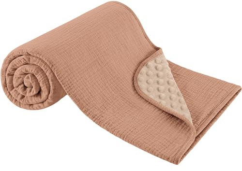 Susurration Couverture Bébé Et Enfant Et Coton Douce en Minky pour Lit Bebe 75x100 cm,Multifonctionnel Bilatéral pour Landaus Plaid Bebe Couvertures (Marron)