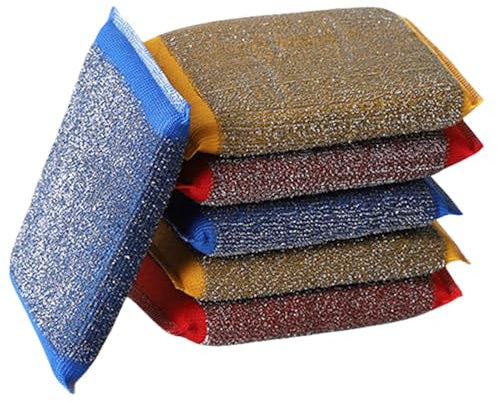 Esponja de alambre de acero - Paquete de 6 paños de limpieza antiarañazos, esponjas abrasivas, antiarañazos - Mopa para el hogar, esponjas y mopas de cocina, esponja para platos para c