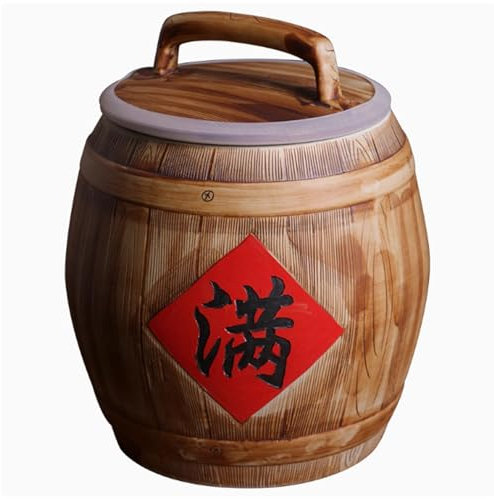 HOLGVE Ceramic Rice Bucket, Large Rice Container Jar, Ceramic Rice Cylinder With Lid, Grain Storage Food Dispenser, for Cereal, Flour, Sugar, Coffee, Rice(20KG)