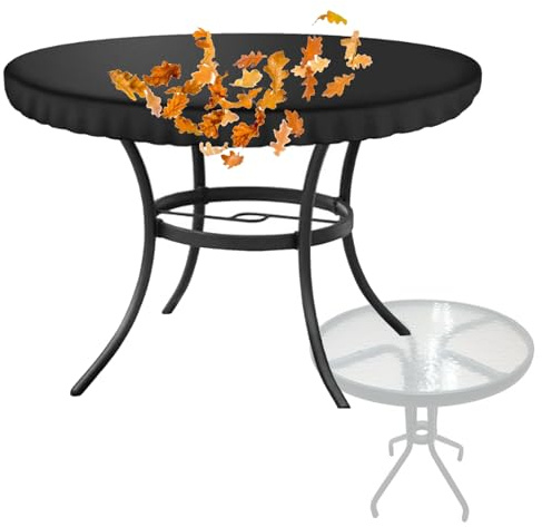 Crysterris Waterproof Garden Round Table Top Covers, 210D oxford Circular Outdoor Table Top Covers Protection, Patio Round Table Cover Protector with Drawstring(Size:153 * 10cm,Color:Black)