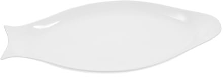 TOPBATHY Keramik Fischplatte Oval 16 Zoll Weiß Rutschfest Glänzend Servierplatte Für Party Snacks Zuhause