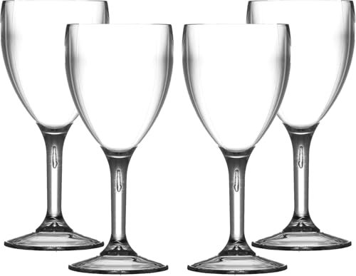 Reusable Crystal Clear Plastic Wine Glasses , 4-Pack, Premium Reusable Wine Glasses for Picnics, Camping, BBQ, Party, Outdoor/Indoor, Hot Tubs/Pools, Easy Clean 9oz, 12oz or 14oz (11oz (312ml))