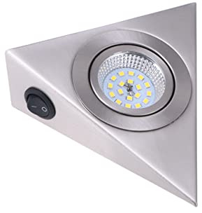 DIYEAH Éclairage LED Meuble Triangulaire 220V en Acier Inoxydable Lumière Blanche Naturelle Design Compact Cuisine Placard et Meubles 1 Pièce
