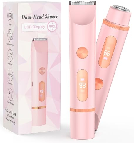 Rasierer Damen 2-in-1 Damenrasierer Elektrisch für Körper Scham und Nase Intimrasierer für Frauen Nass- und Trockengebrauch Wiederaufladbarer Trimmer