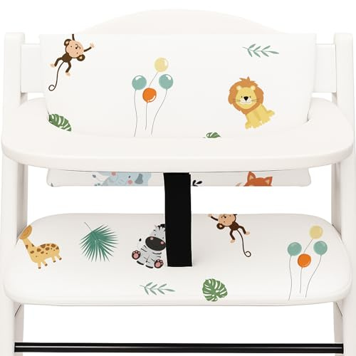 Sitzverkleinerer für Hochstuhl Baby Sitzkissen Stuhl 2-teilig - Kinder Sitzauflage für Hauck und Stokke Kinderhochstuhl High Chair Cover für Treppenhochstuhl und Babystuhl Safari