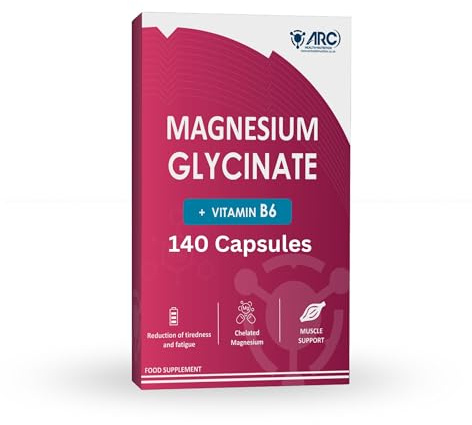 Magnesium Glycinate 1500mg & Vitamin B6 140 Capsules - Providing 315mg Elemental Magnesium (Bisglycinate) - Pure Active Ingredient - High Strength Vegetarian Supplements