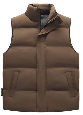 Mens Gilets and Bodywarmers Padded Down Vests Quilted Puffer Gilet with Hidden Zipper Front Pocket Thick Windproof Sleeveless Jacket for Golf Running Hiking Horse Riding